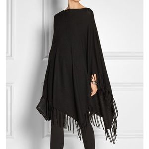 Black poncho with fringe
